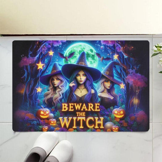 Beware the Witch Doormat Witchy Doormat for Gothic Halloween-MoonChildWorld
