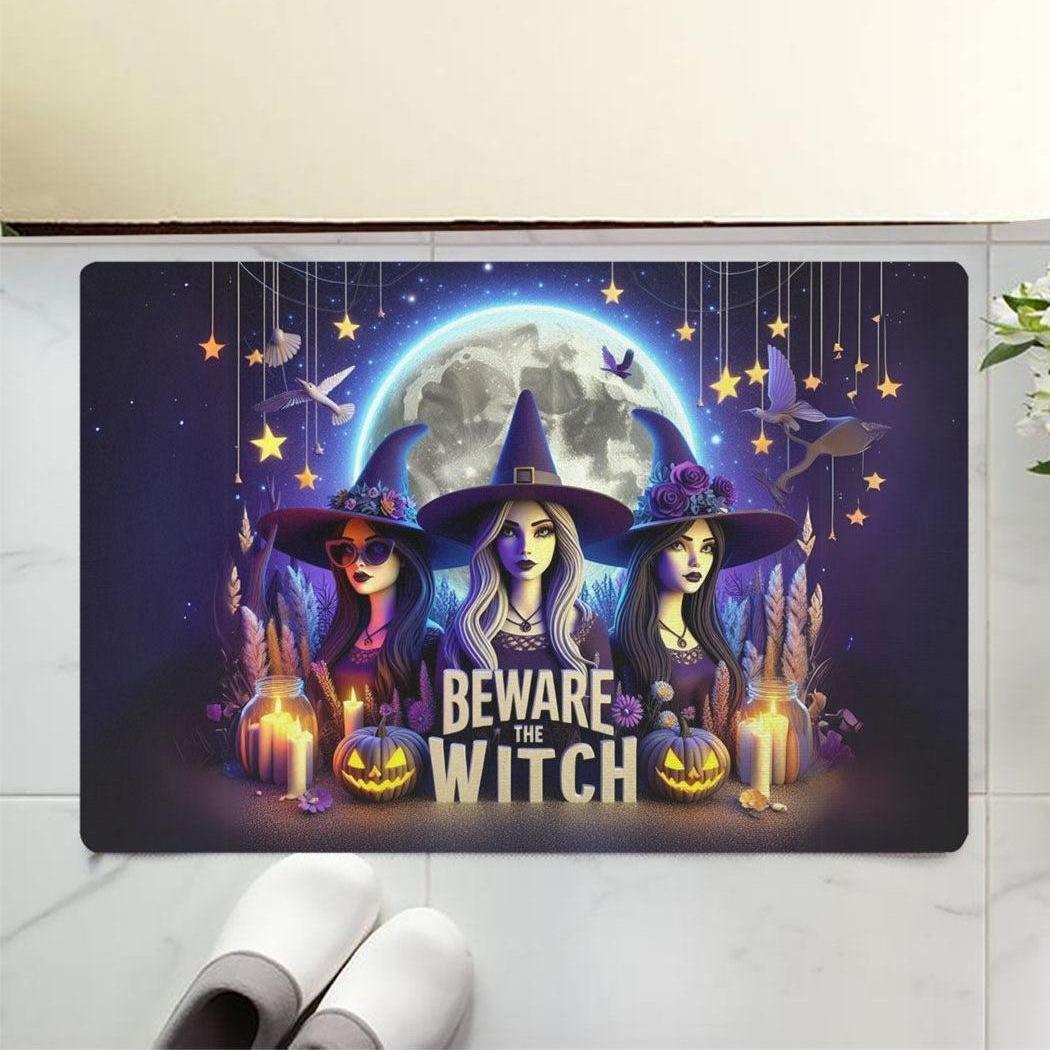 Beware the Witch Doormat Witchy Doormat for Gothic Halloween-MoonChildWorld