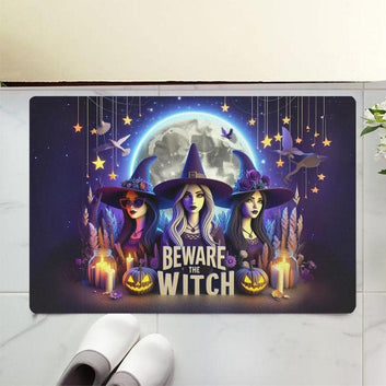 Beware the Witch Doormat Witchy Doormat for Gothic Halloween-MoonChildWorld