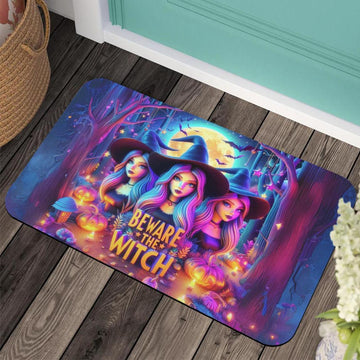 Beware the Witch Doormat Witchy Doormat for Gothic Halloween-MoonChildWorld