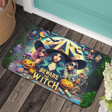 Beware the Witch Doormat Witchy Doormat for Gothic Halloween-MoonChildWorld