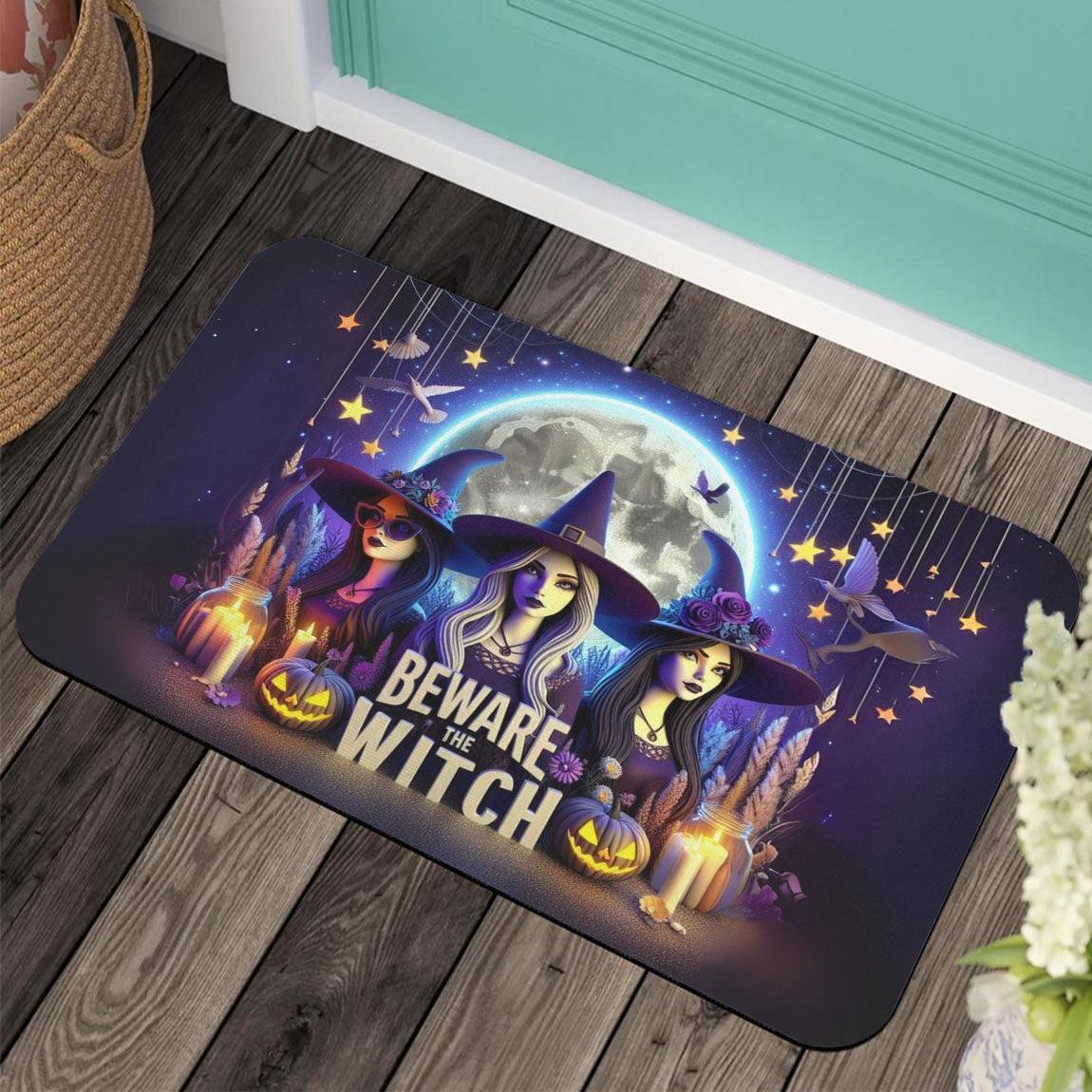 Beware the Witch Doormat Witchy Doormat for Gothic Halloween-MoonChildWorld