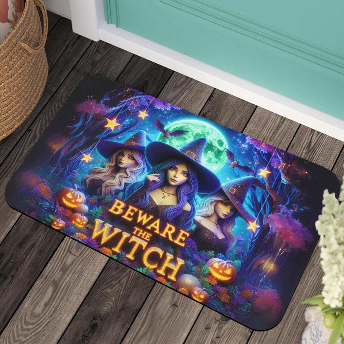Beware the Witch Doormat Witchy Doormat for Gothic Halloween-MoonChildWorld