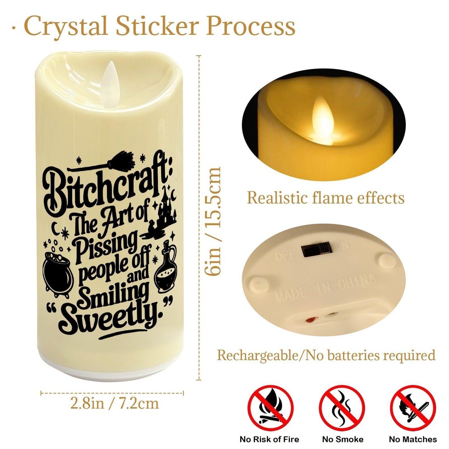 Bitchcraft Halloween Witch Flameless LED Candle-MoonChildWorld