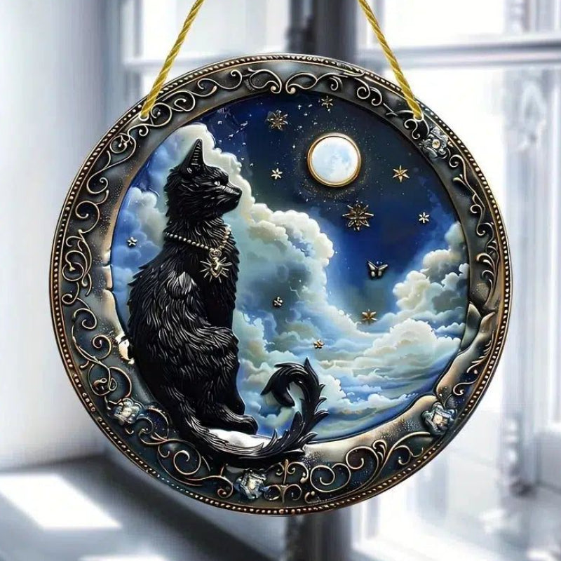 Black Cat Acrylic Suncatcher Black Cat Window Decorations-MoonChildWorld