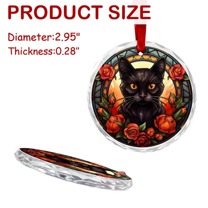 Black Cat Glass Christmas Ornament-MoonChildWorld