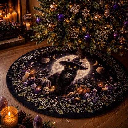Black Cat Moon Yule Tree Skirt – Pagan Witch Gothic Decor_mockup_2.webp