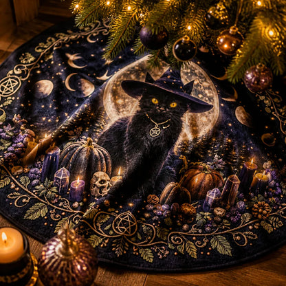 Black Cat Moon Yule Tree Skirt – Pagan Witch Gothic Decor_mockup_3.webp