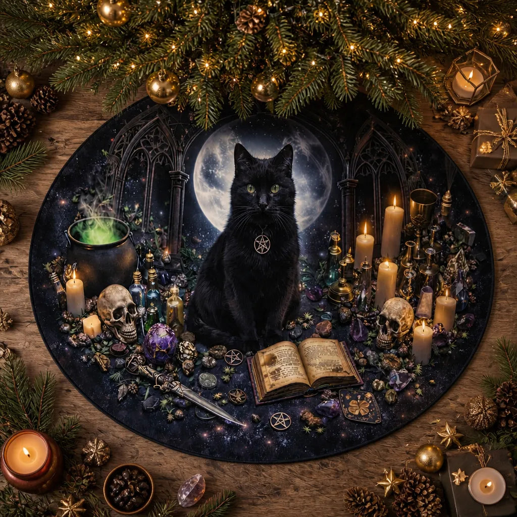 Black Cat Moon Yule Tree Skirt – Pagan Witchy Gothic Decor_mockup_1.webp