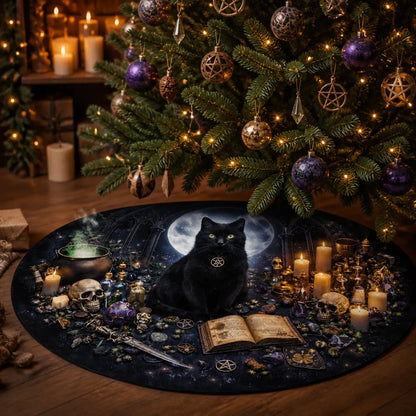 Black Cat Moon Yule Tree Skirt – Pagan Witchy Gothic Decor_mockup_2.webp