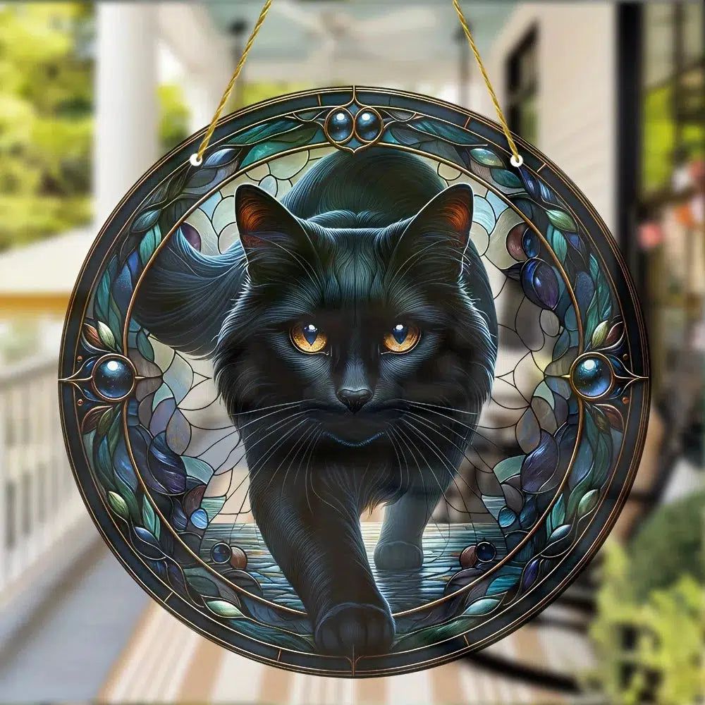 Black Cat Suncatcher Mystic Witchy Acrylic Sign-MoonChildWorld