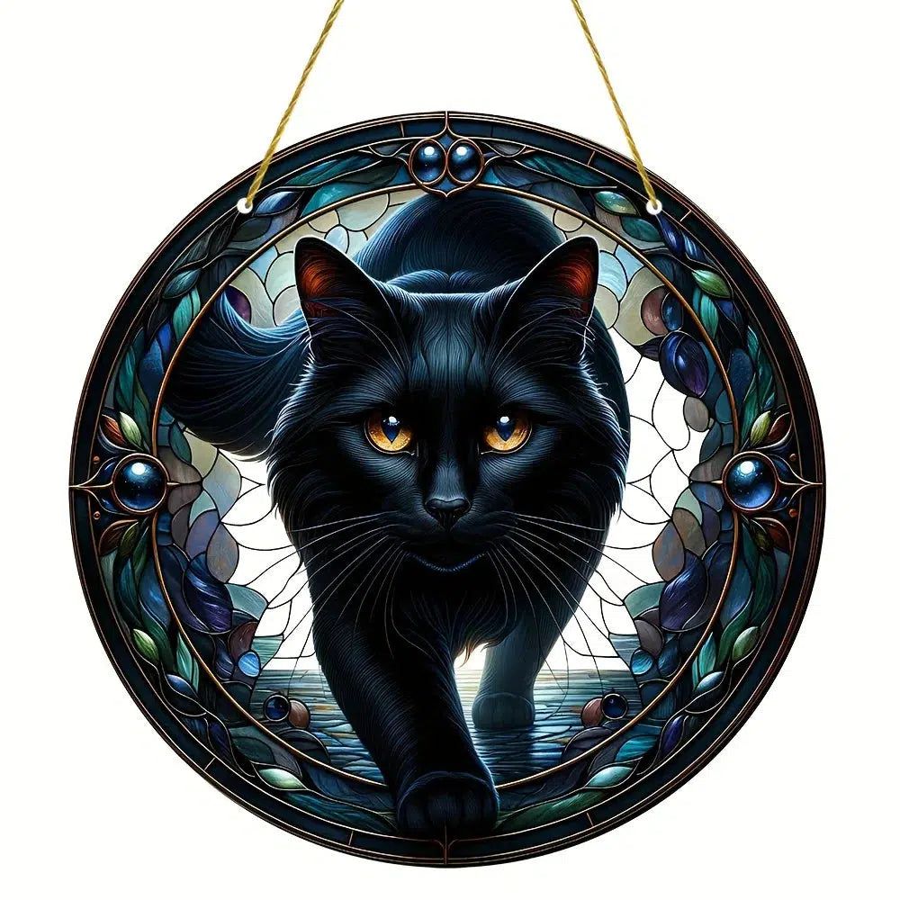 Black Cat Suncatcher Mystic Witchy Acrylic Sign-MoonChildWorld