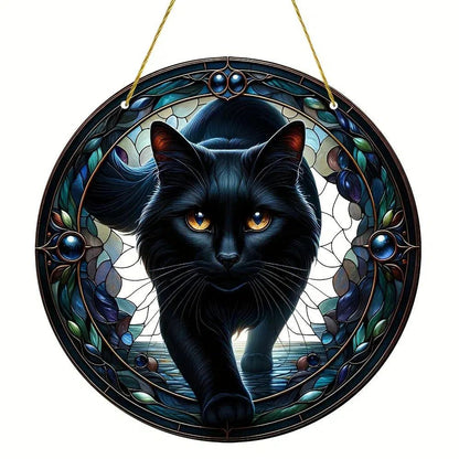 Black Cat Suncatcher Mystic Witchy Acrylic Sign-MoonChildWorld
