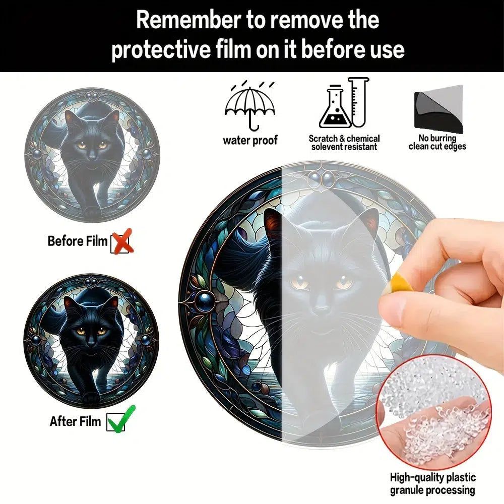 Black Cat Suncatcher Mystic Witchy Acrylic Sign-MoonChildWorld