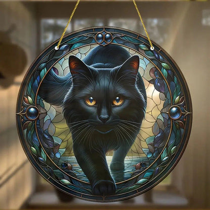 Black Cat Suncatcher Mystic Witchy Acrylic Sign-MoonChildWorld
