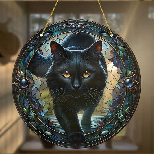Black Cat Suncatcher Mystic Witchy Acrylic Sign-MoonChildWorld