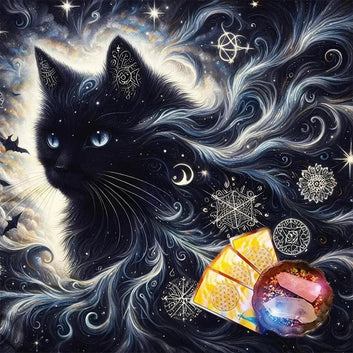 Black Cat Tarot Card Tablecloth Wicca Altar Cloth Pagan Pendulum Astrology Card Mat-MoonChildWorld