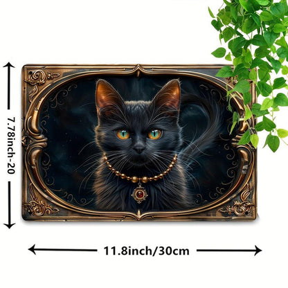 Black Cat Wall Art Occult Cat Metal Sign for Spirit Animal Home Decor-MoonChildWorld