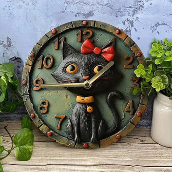 Black Cat Wall Clock for Cat Lovers-MoonChildWorld