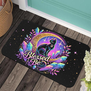 Black Cat Wicca Doormat Magic Cat Doormat for Pagan Home Decor-MoonChildWorld