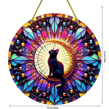 Black Cat Witchy Suncatcher Mystic Acrylic Sign-MoonChildWorld