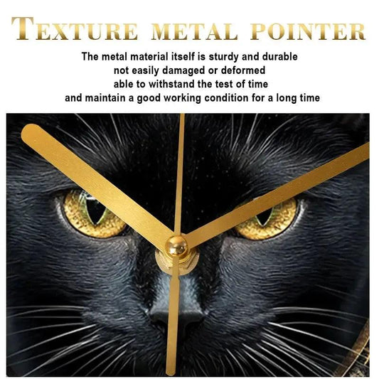 Black Cat Wooden Wall Clock Occult Cat Home Decor-MoonChildWorld