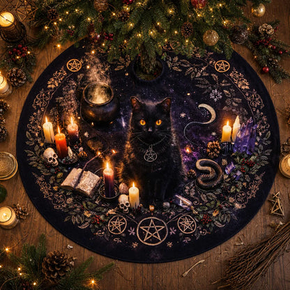 mockup_Black Cat Yule Tree Skirt – Pagan Witchy Gothic Decor_2.webp