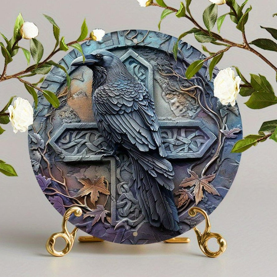 Black Raven Metal Sign Dark Crow Gothic Metal Sign-MoonChildWorld