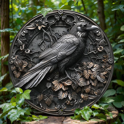Black Raven Metal Sign Dark Crow Gothic Metal Sign-MoonChildWorld