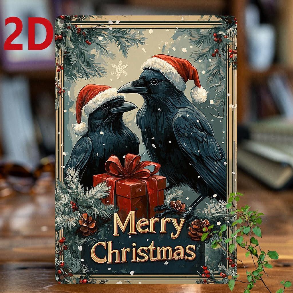 Black Raven Metal Sign Gothic Crow Wall Art Spooky Halloween Welcome Sign-MoonChildWorld