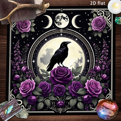 Black Raven Moon Phase Tarot Altar Cloth-MoonChildWorld