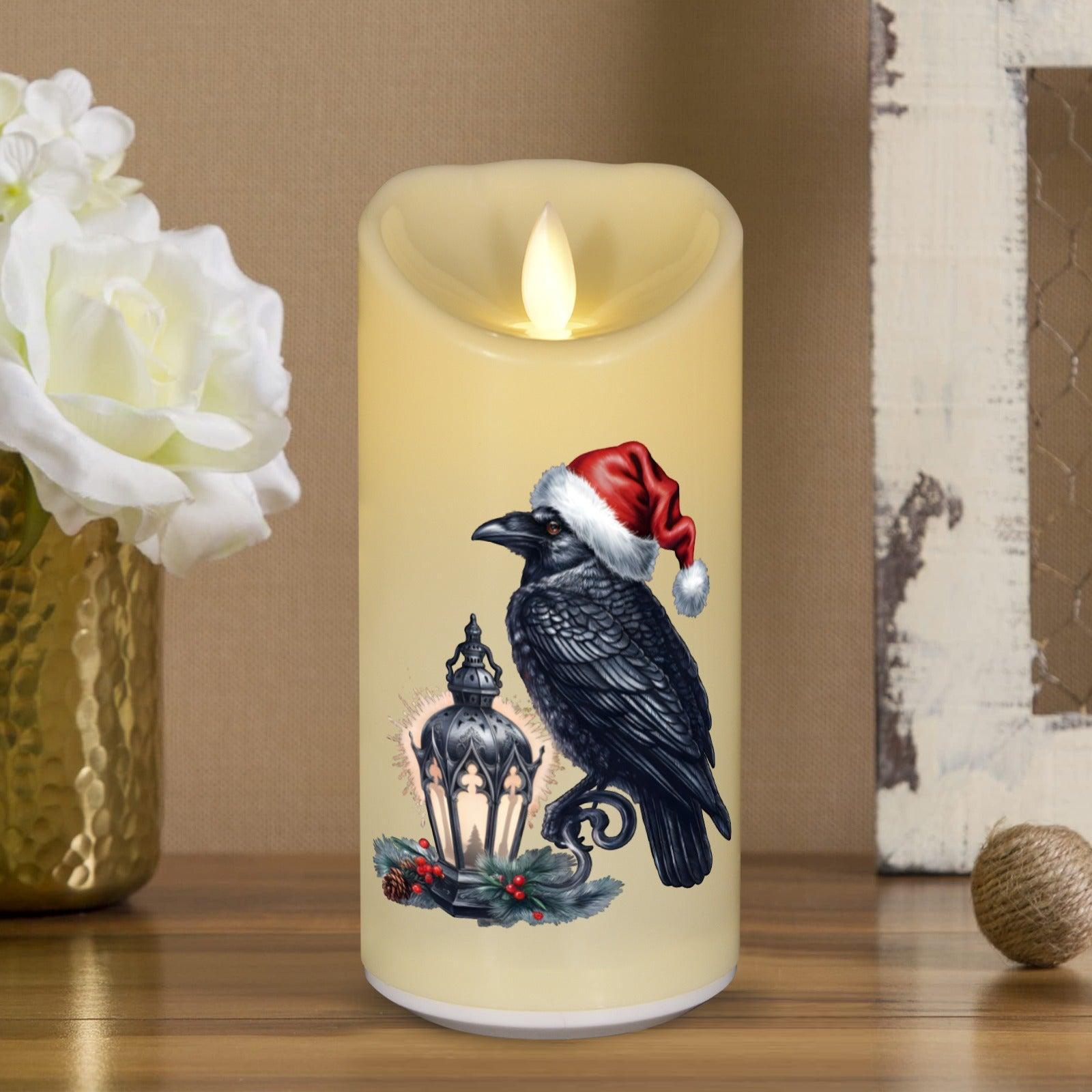Black Raven Witchy Crow Gothic Christmas Flameless LED Candle-MoonChildWorld
