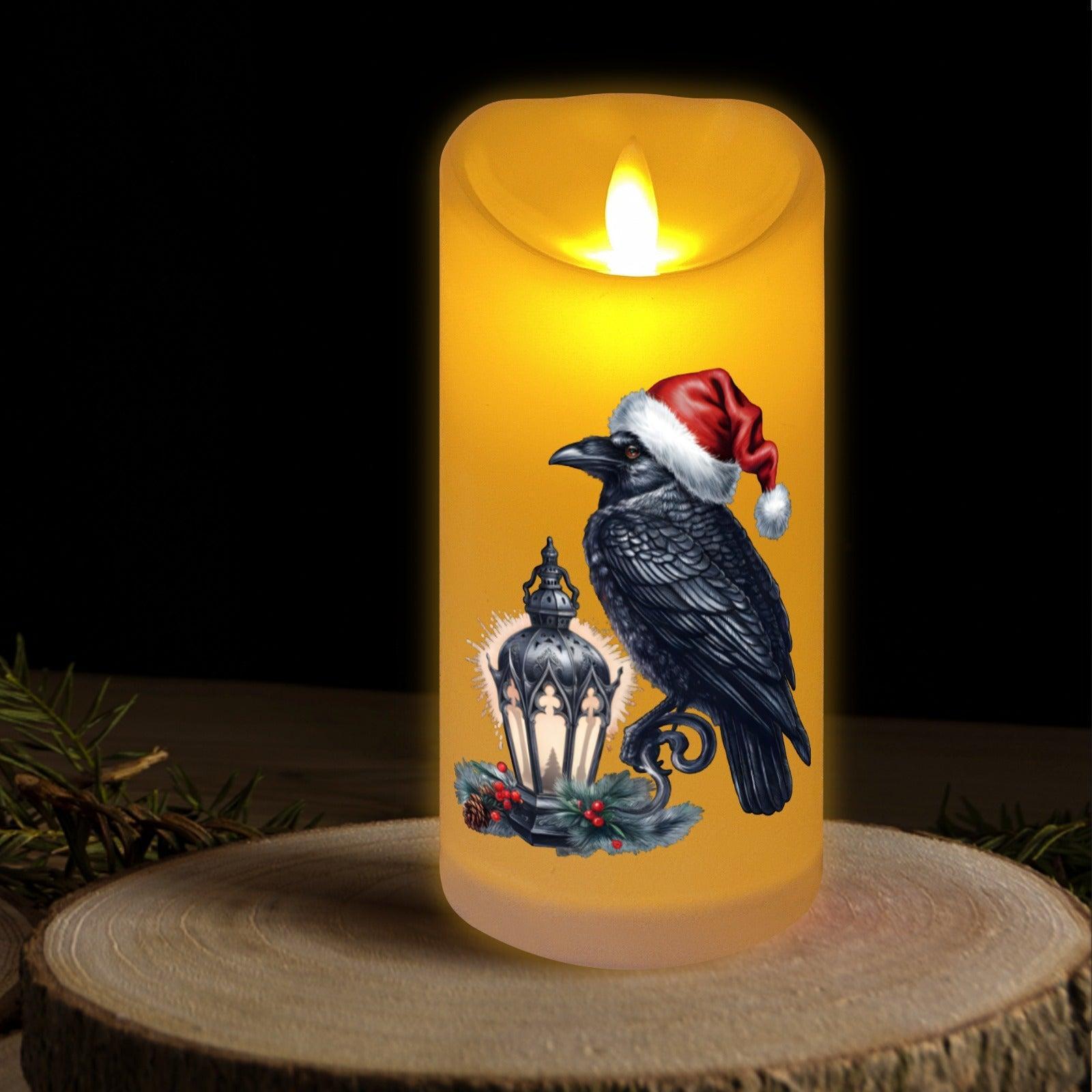 Black Raven Witchy Crow Gothic Christmas Flameless LED Candle-MoonChildWorld