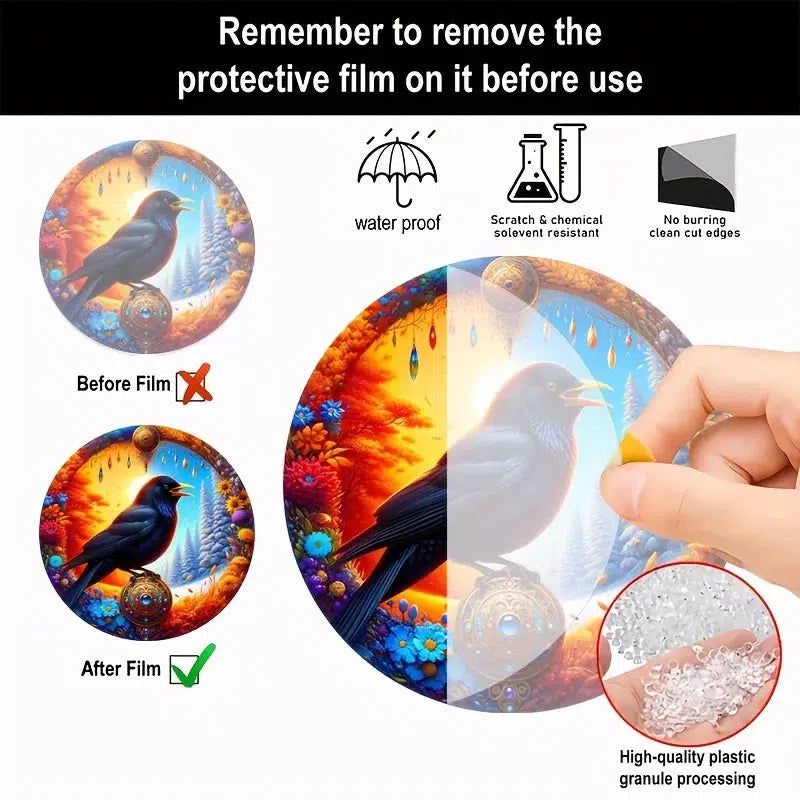 Black Raven Witchy Suncatcher Dark Crow Acrylic Sign-MoonChildWorld