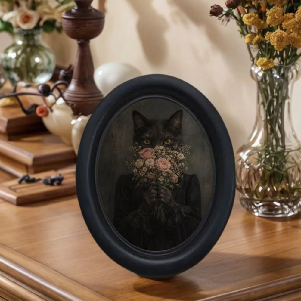 Black Robe Bouquet Black Cat Photo Frame Wall Decoration – back view