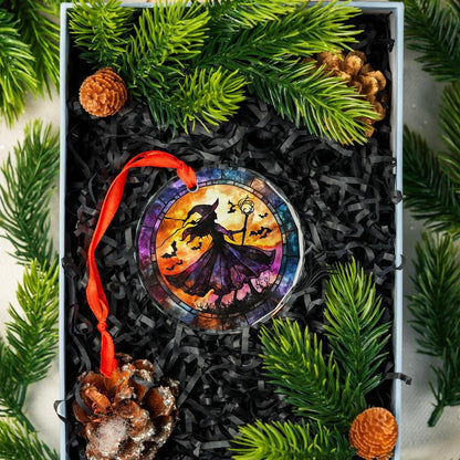 Witch Gothic Glass Ornament Wicca Christmas Ornament-MoonChildWorld