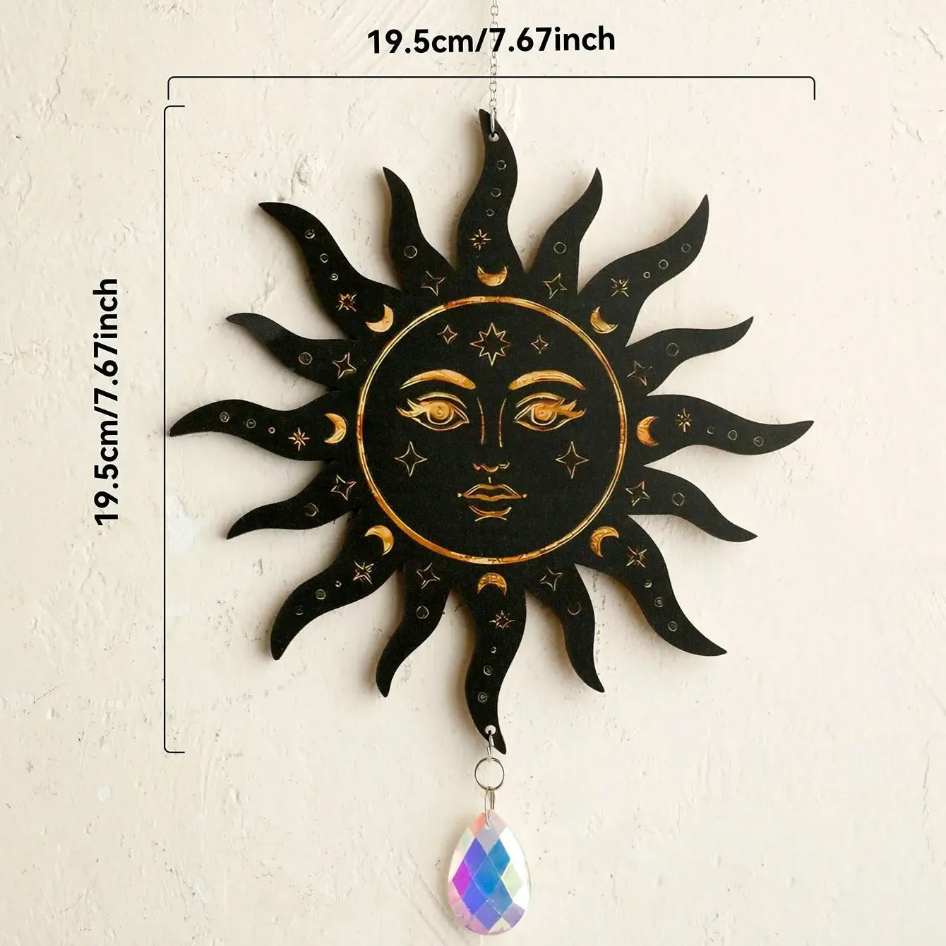 Crystal prism black suncatcher catching light – gothic witchy room window decoration