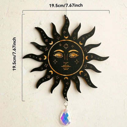 Crystal prism black suncatcher catching light – gothic witchy room window decoration