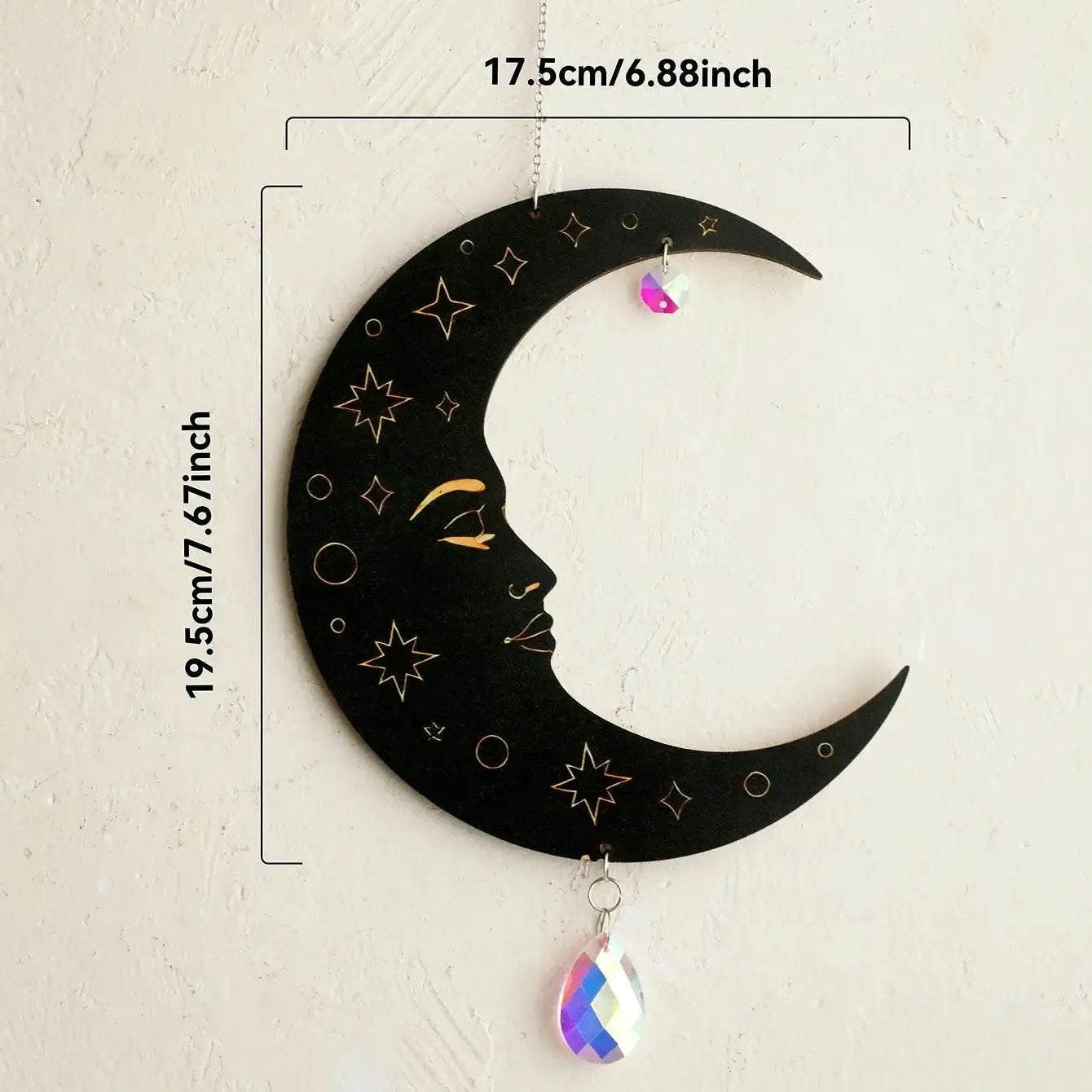 Sun Moon face black wall hanging ornament – dark aesthetic Pagan altar decor