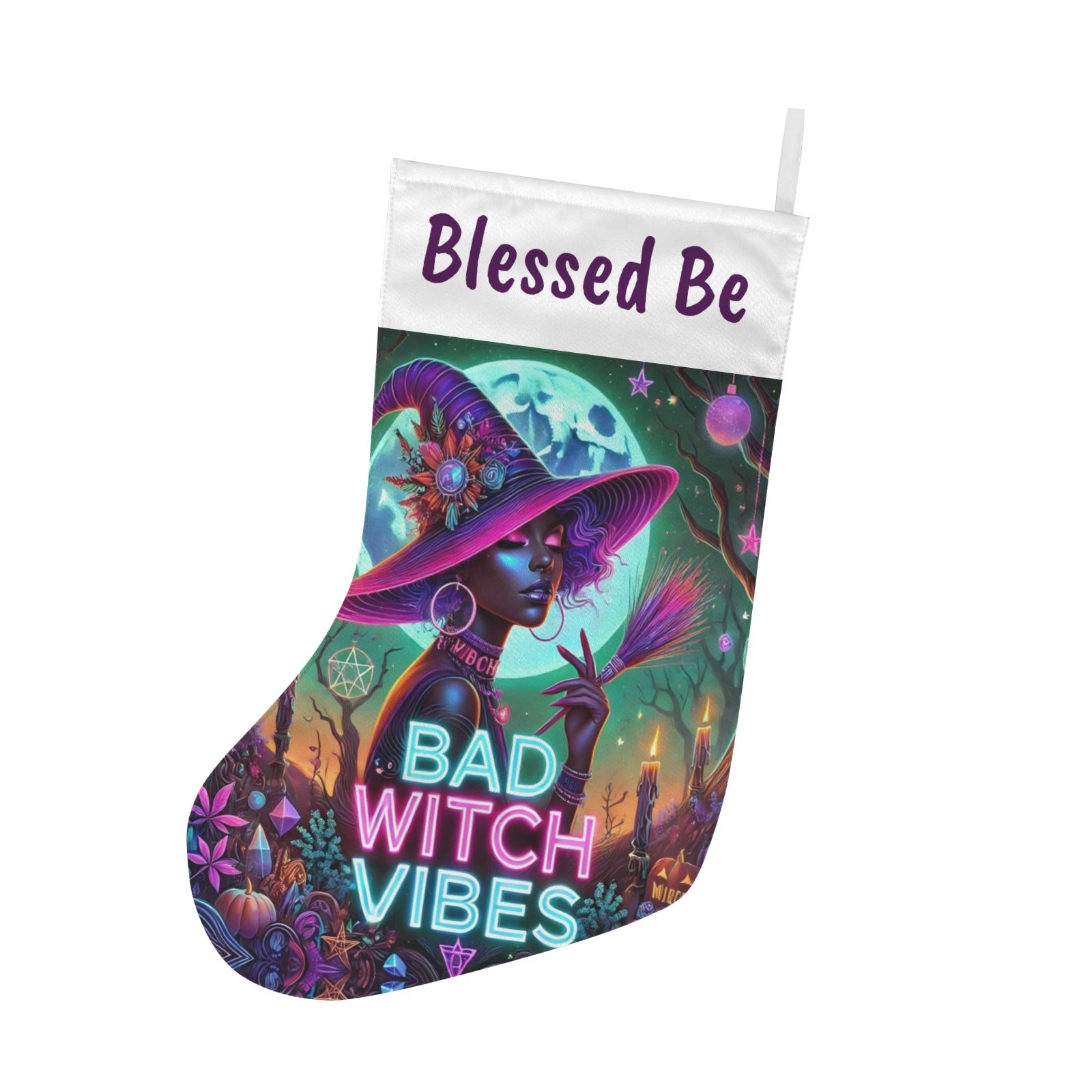 Blessed Be Gothic Witch Christmas Stocking for Yule Decorations-MoonChildWorld