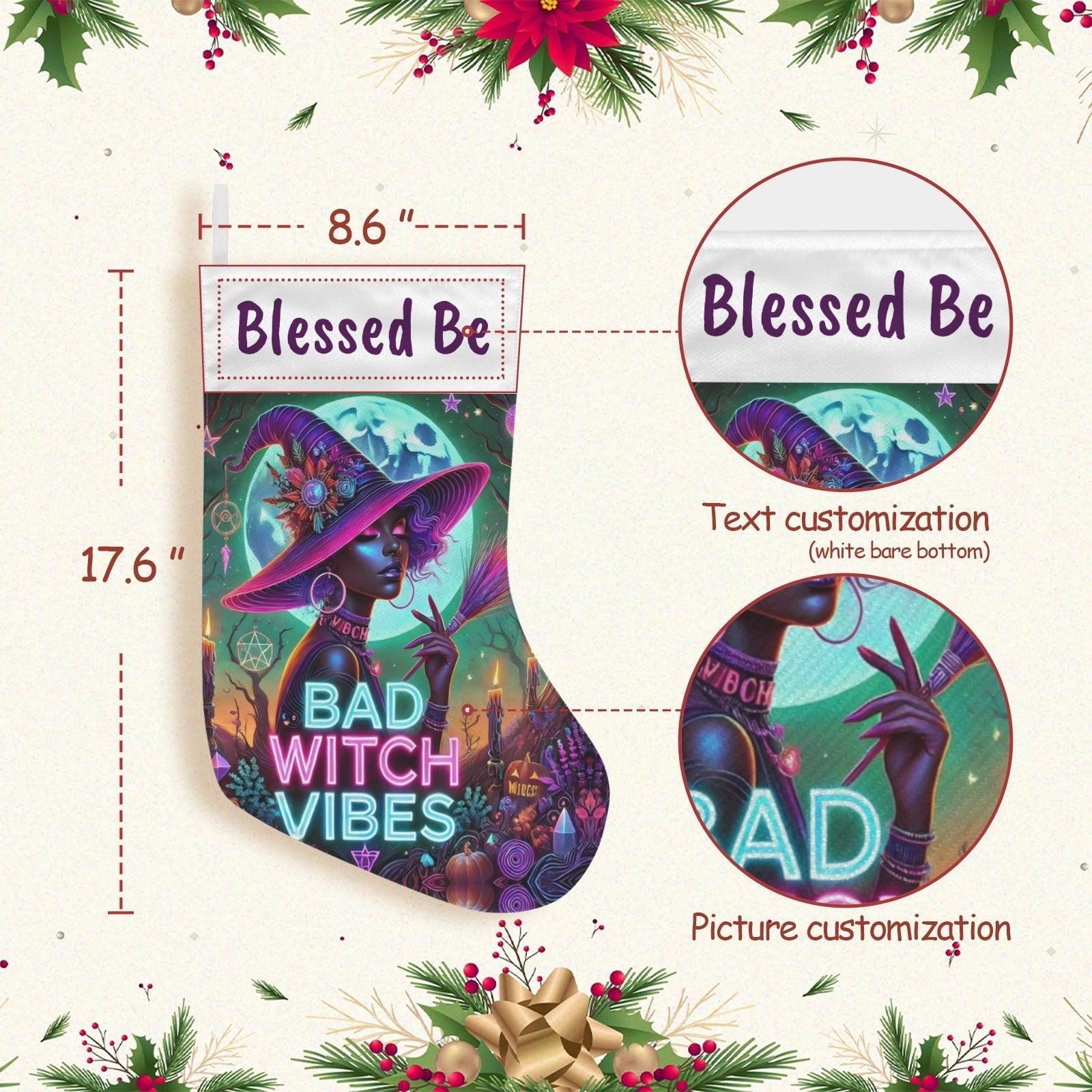 Blessed Be Gothic Witch Christmas Stocking for Yule Decorations-MoonChildWorld