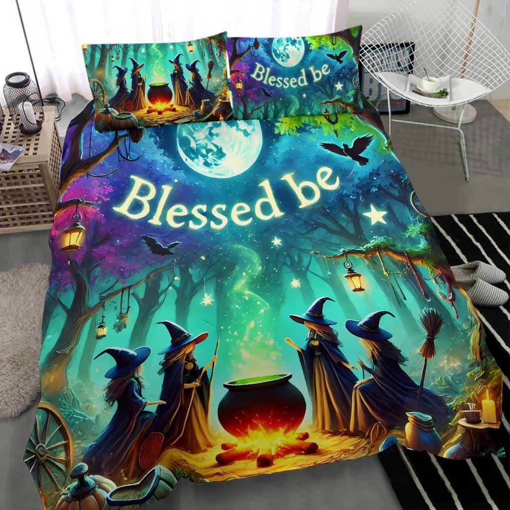 Blessed Be Halloween Witches Bedding Set Wicca Home Decor-MoonChildWorld