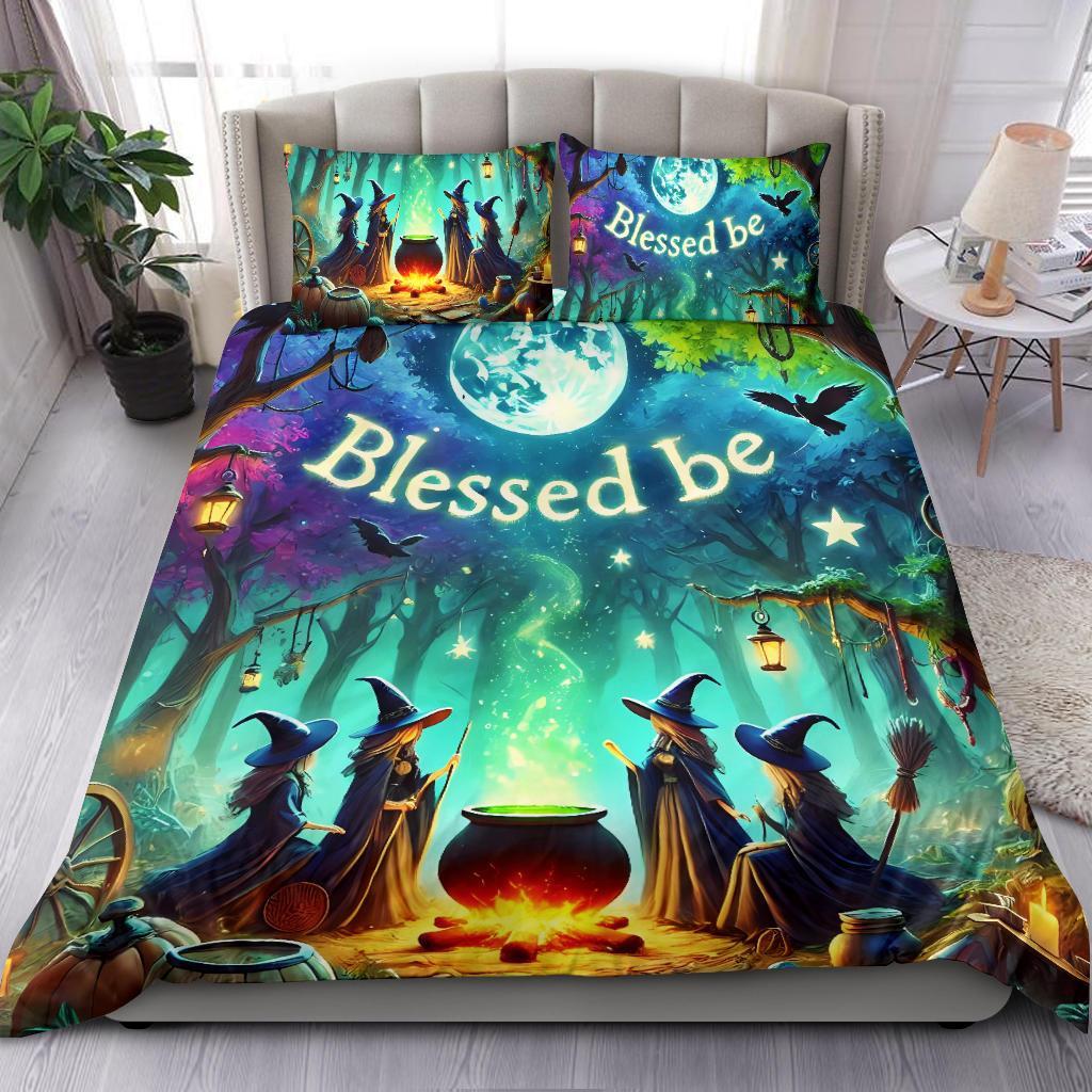 Blessed Be Halloween Witches Bedding Set Wicca Home Decor-MoonChildWorld