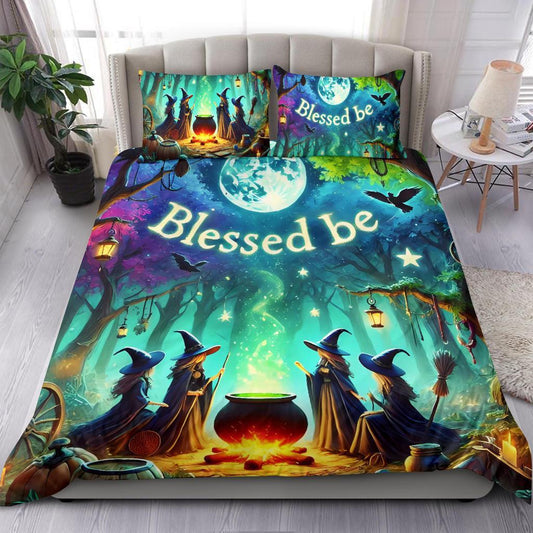 Blessed Be Halloween Witches Bedding Set Wicca Home Decor-MoonChildWorld