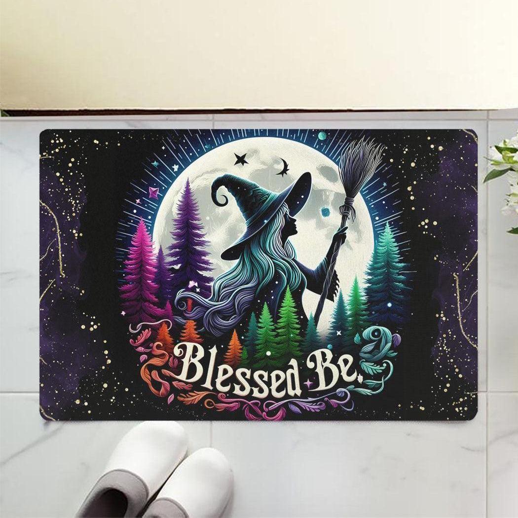 Blessed Be Moon Witch Doormat for Wicca Home Decor-MoonChildWorld
