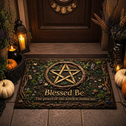 Blessed Be Pentacle Wicca Doormat – Pagan Welcome Mat for Home Decor_mockup_1.webp