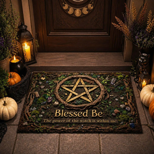 Blessed Be Pentacle Wicca Doormat – Pagan Welcome Mat for Home Decor_mockup_1.webp