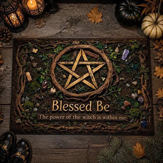 Blessed Be Pentacle Wicca Doormat – Pagan Welcome Mat for Home Decor_mockup_3.webp