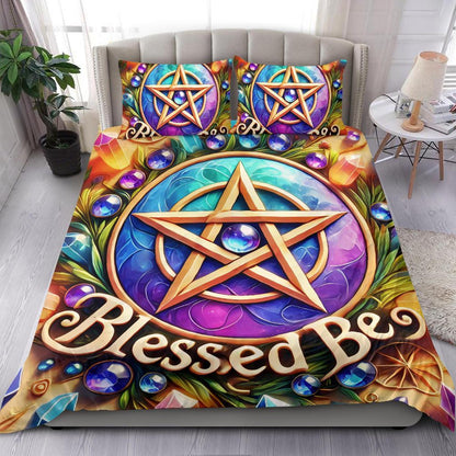 Blessed Be Wicca Pentacle Bedding Set for Pagan Home Decor-MoonChildWorld