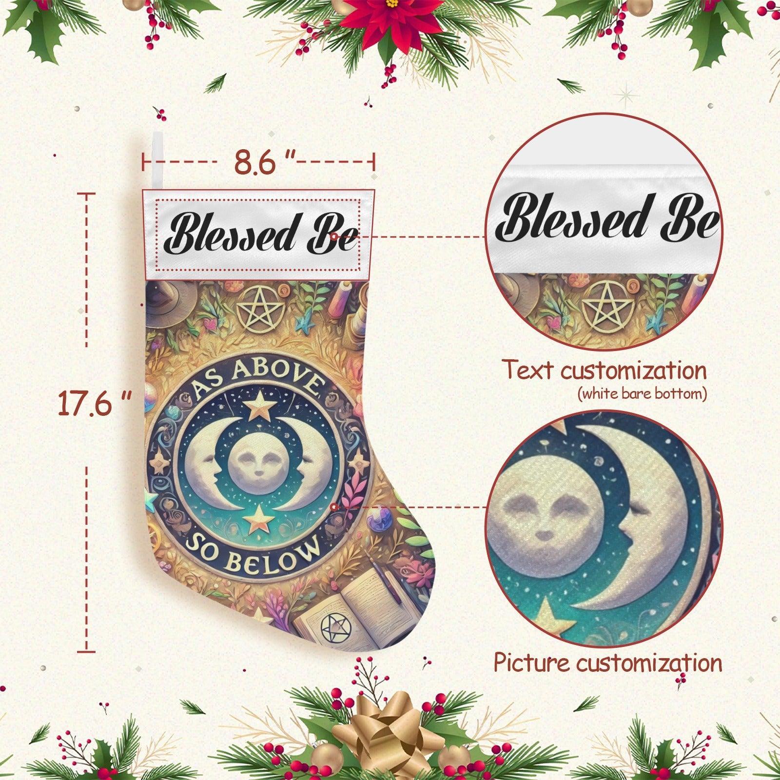Blessed Be Wicca Sun Moon Pagan Christmas Stocking for Yule Decorations-MoonChildWorld